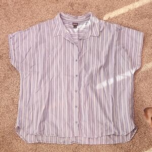 Patagonia White and Blue Boxy Button Down Shirt